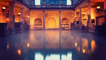 Bath Roman baths night time