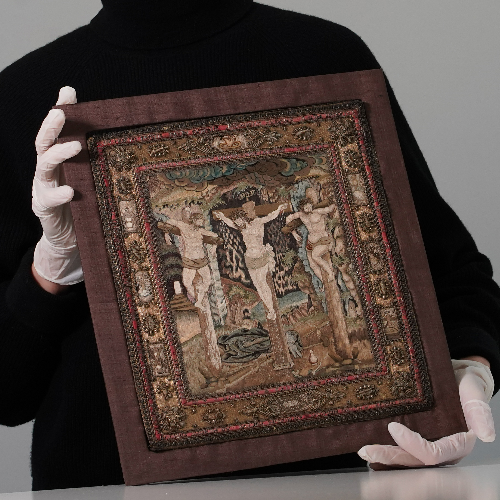 Embroidered devotional, 17th century