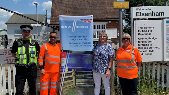 From left to right - Julian Gardiner, British Transport Police officer; Andrew Waling, Network Rail level crossing manager; Tina Hughes, Olivia's mother; Suzanne Renton, head of safety for Network Rail Anglia