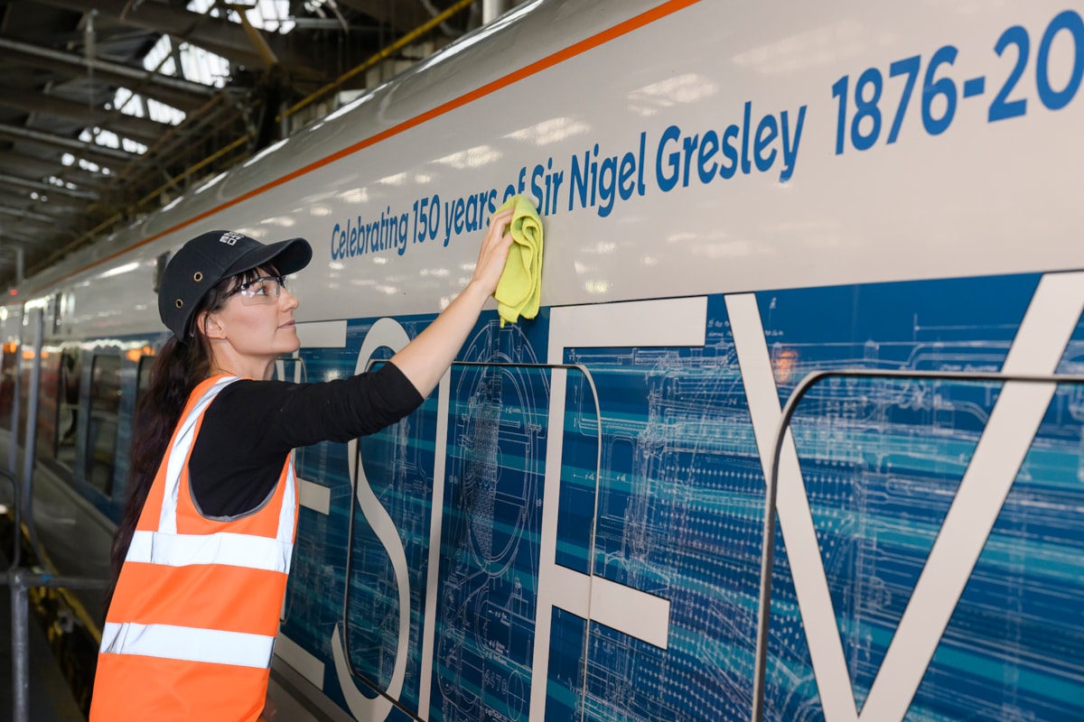 Applying the new 'Gresley 150' livery, LNER