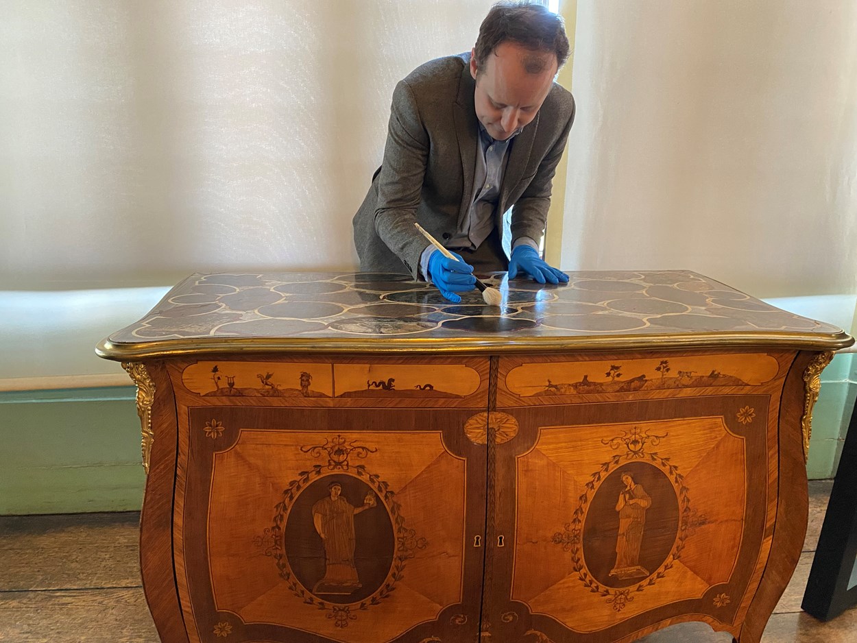 The Townley Commode: Temple Newsam curator Adam Toole with the Townley Commode, which has just gone on display.