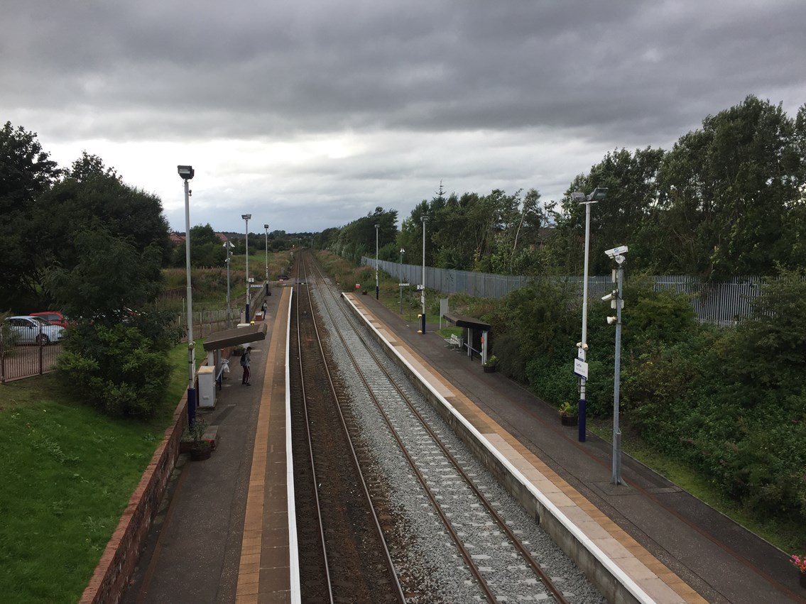 Carfin station platforms: Carfin station platforms will be extended as part of the wider electrification of the line