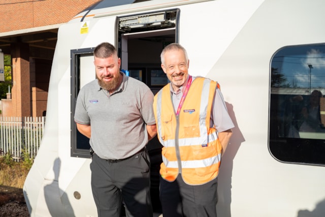 Driver of first ECML ETCS train Bradley Evan-Hart with Testing and Training driver Howard Weir: Driver of first ECML ETCS train Bradley Evan-Hart with Testing and Training driver Howard Weir