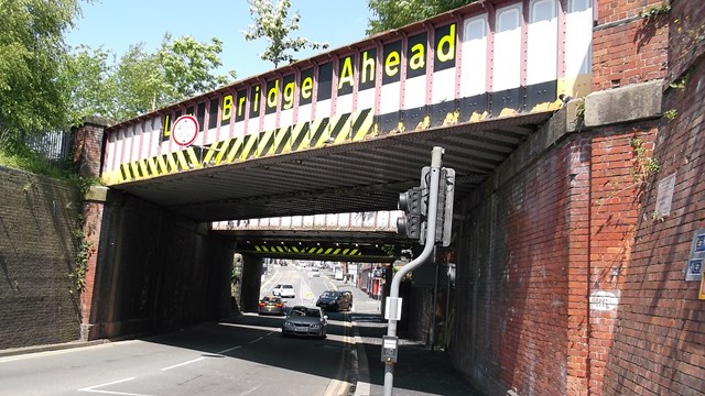 Collision protection beams to be installed on railway bridge in Stoke: Stoke Road bridge, Stoke, where collision protection beams will be installed.