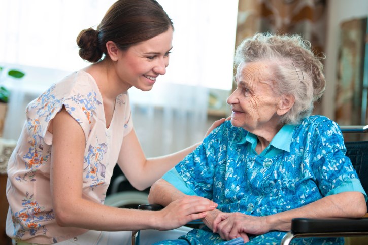 Carer and elderly lady