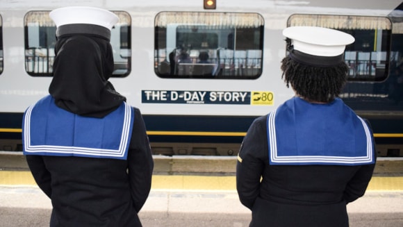 D-Day 80: South Western Railway commemorates the heroes of the Normandy Landings with train naming in Portsmouth: Royal Navy with vinyl
