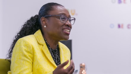 Deputy Mayor of Hackney, Anntoinette Bramble, during a visit to Cardinal Pole Catholic School, 2023 (credit Gary Manhine)