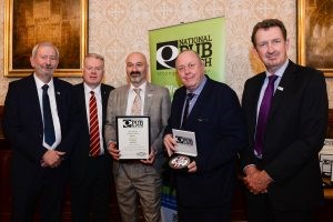 Left to right: Steve Baker OBE Chair NPW, Lord Kennedy, Stuart McNaught Chair Reading Pubwatch, Bill Donne Secretary Reading Pubwatch, Nigel Connor JD Wetherspoon