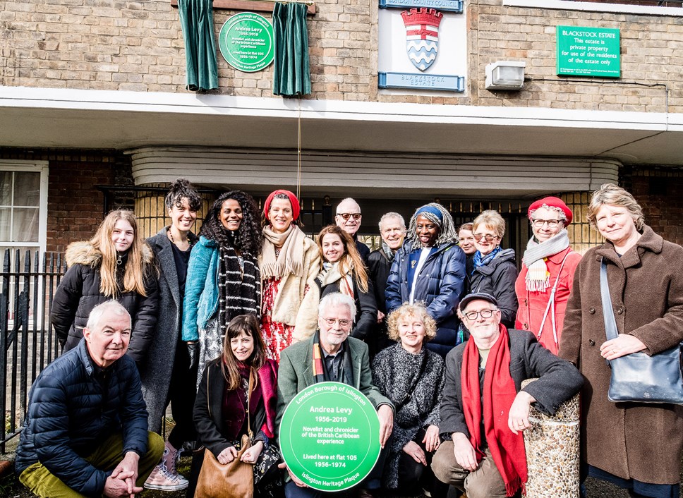 Family and friends of Andrea Levy with Bill Mayblin (centre), Andrea's husband