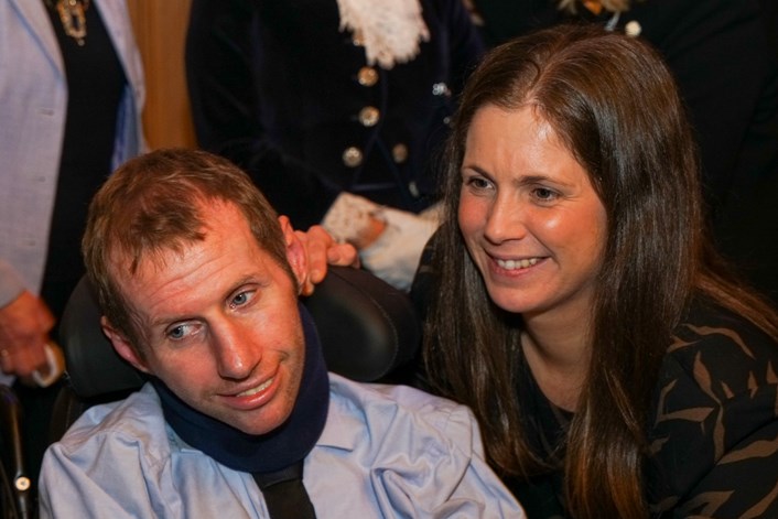 Freedom 1: Rob Burrow and wife Lindsey. Rob was at Leeds Civic Hall to receive the freedom of Leeds in recognition of his campaigning work for all those affected by motor neurone disease.