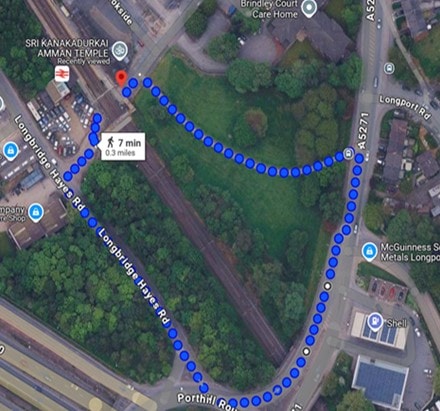 Longport footbridge park diversion: Longport footbridge park diversion