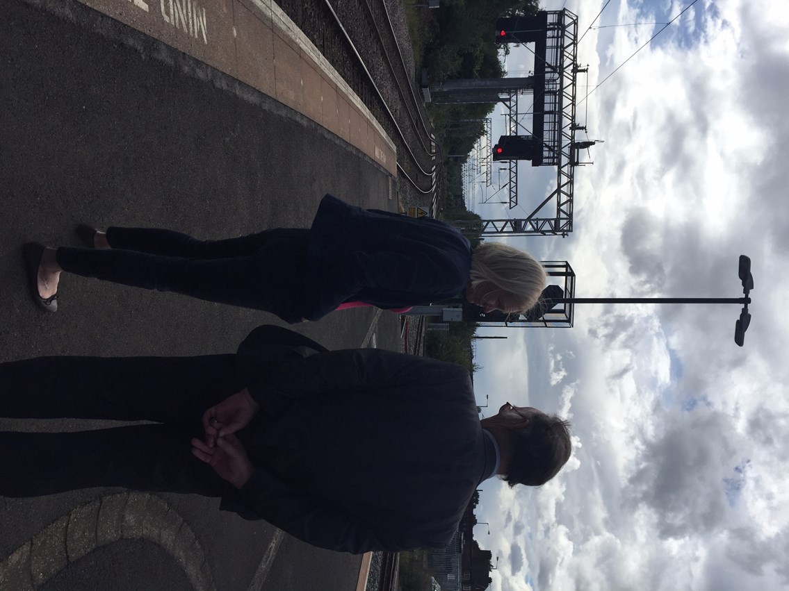 Amanda Milling MP visiting electrification work at Walsall station