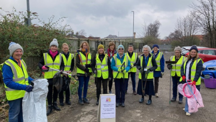 An image of Friends of Beverley Station volunteers who picked litter during the Great British Spring Clean