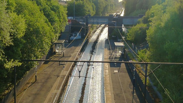 Burst water main flood subsides revealing railway bridge damage: Flooding at Fairfield station-2