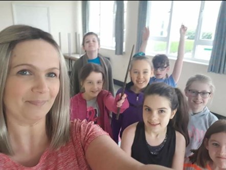 Claire Allen and children attending a class pre-lock down