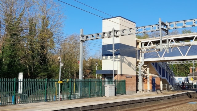 View of the new lifts at Tilehurst station: View of the new lifts at Tilehurst station