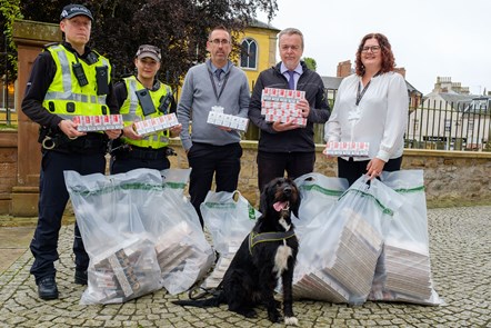 Left to Right Blair McGarva and Selina Thomson from Police Scotland and the Trading Standards Service team of Kevin Fergusson, David Mitchell and Elaine Cavanagh