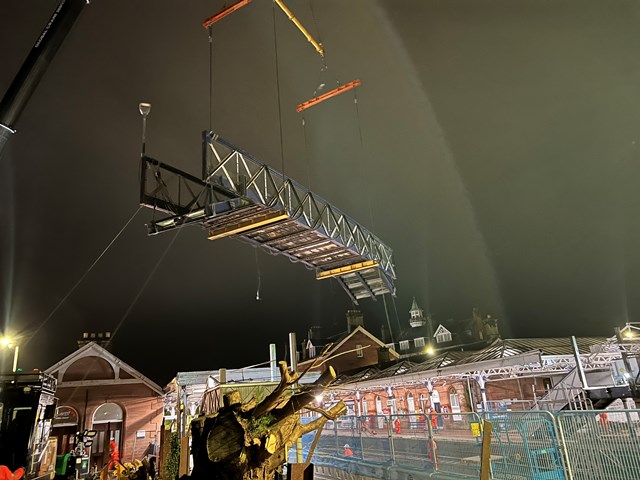 Footbridge successfully removed at Dumfries station: Dumfries bridge removal 1
