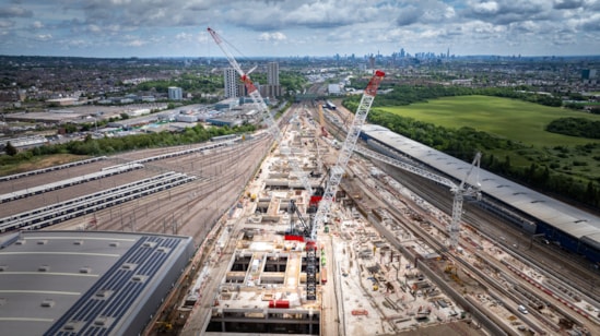 Aerial of Old Oak Common station May 2025