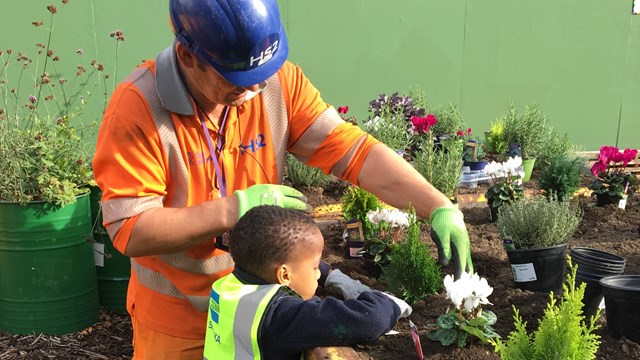 Community skip garden, based at Costain Skanska's NTH offices on Hampstead Road, NW1