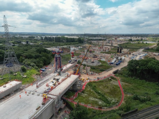 The River Tame West Viaducts carry three rail tracks in total, made up of one single track viaduct and one double-track viaduct