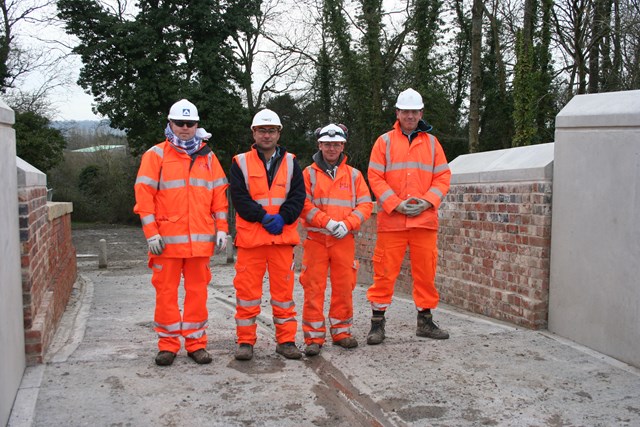 Reopening of Templars Firs footbridge: Reopening of Templars Firs footbridge in Royal Wootton Bassett following work to prepare it for electrification. Photo courtesy of Hochtief.