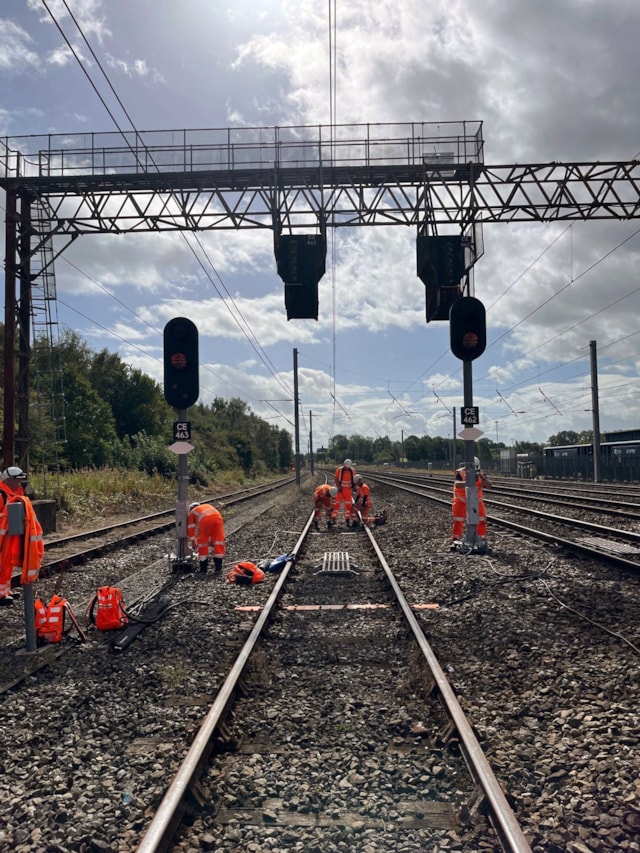 Teams working on new signalling system at Kingmoor in Carlisle during first phase Spring 2025: Teams working on new signalling system at Kingmoor in Carlisle during first phase Spring 2025