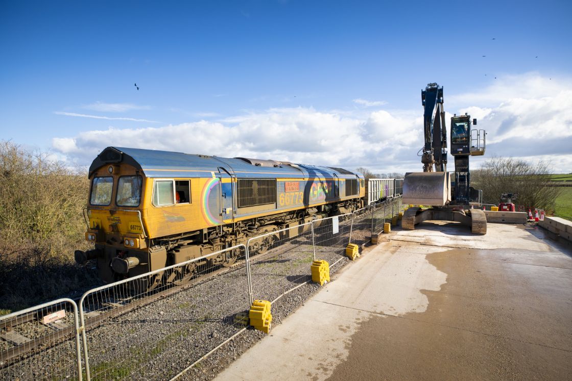 Train arrives at Quainton railhead Feb 2024