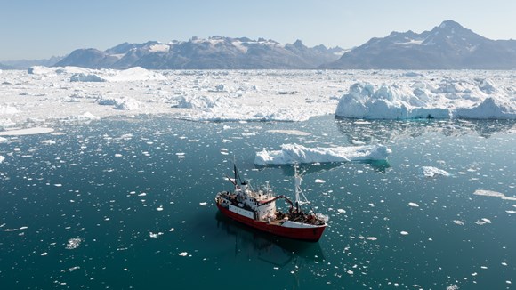 Vast ice sheet facing climate fight on two fronts, study finds: Researchers monitoring water temperatures in Sermilik Fjord, southeast Greenland. (credit Jamie Holte)