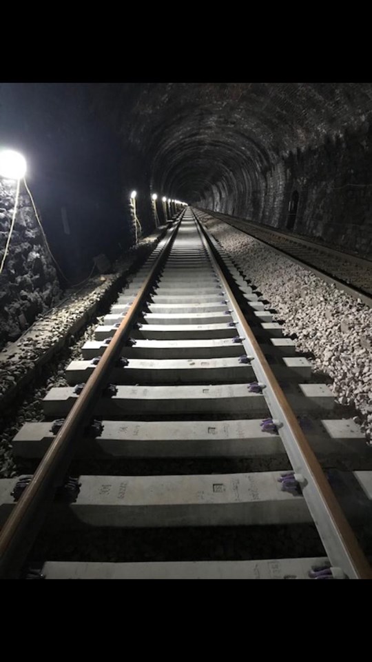 Freshley laid track and improved drainage through UpHolland tunnel