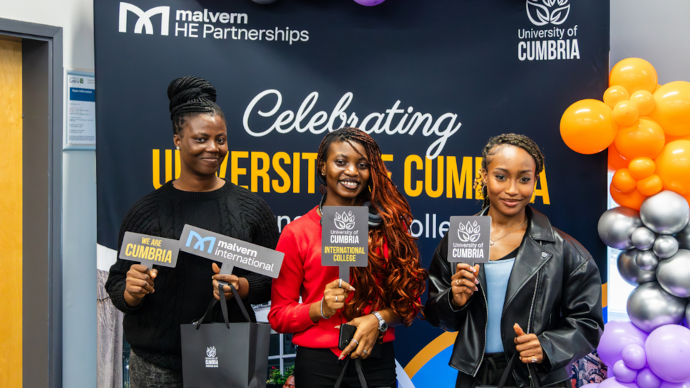  International College students Chizoba, progressing to BA (Hons) Social Work, Ogomide and Aramide, both progressing to BA (Hons) Nursing (Adult)