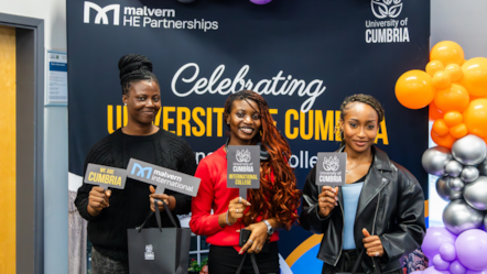  International College students Chizoba, progressing to BA (Hons) Social Work, Ogomide and Aramide, both progressing to BA (Hons) Nursing (Adult)
