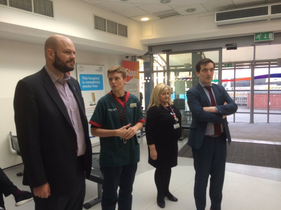 The Mayor of Hackney visits Homerton University Hospital's A and E department with Cllr McShane