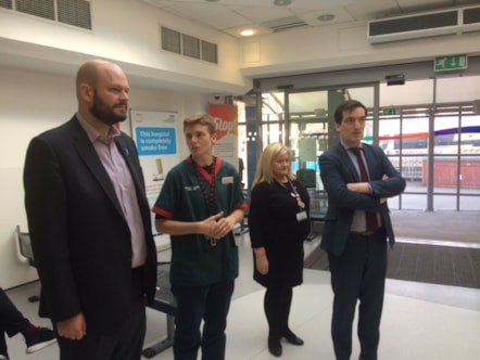 The Mayor of Hackney visits Homerton University Hospital's A and E department with Cllr McShane
