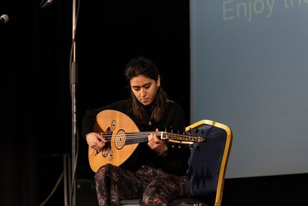 Syrian musician Rihab Azar performs