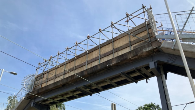 Work to upgrade footbridge set to resume at Longport station: Longport footbridge 2-2