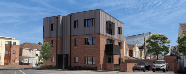 CGI view of the proposed flats from Walden Road