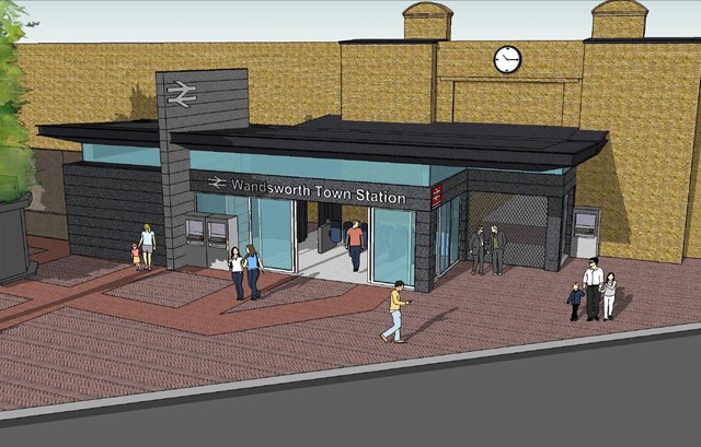 Wandsworth Town - New Entrance: Artist impression of the new entrance at Wandsworth Town