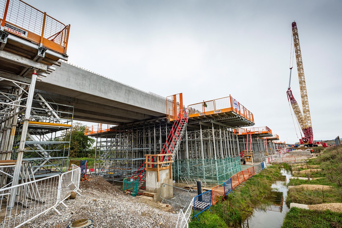 High Furlong Viaduct with crane in the background Nov2023