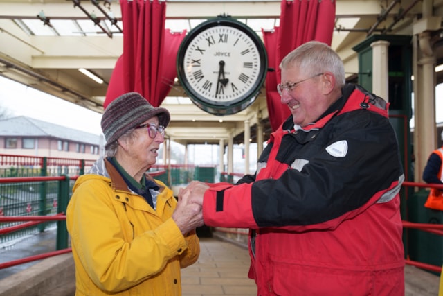 Jillie Fleming and Mike Smith at Carnforth station 2: Jillie Fleming and Mike Smith at Carnforth station 2