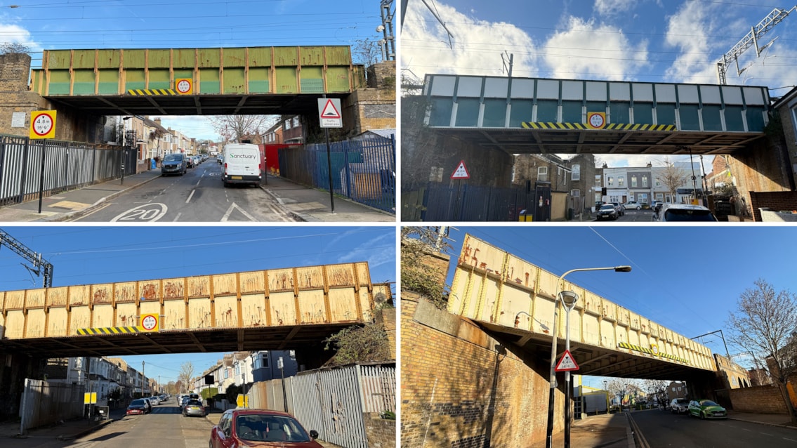 Work to start on vital replacement of four east London railway bridges: The four bridges to be replaced. Clockwise from left - Talbot Road, Strode Road, Stracey Road, Latimer Road