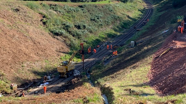 Engineers working by Honiton Tunnel: Engineers working by Honiton Tunnel