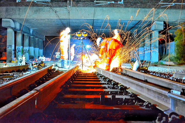 Network Rail's Orange Army repair a section of track