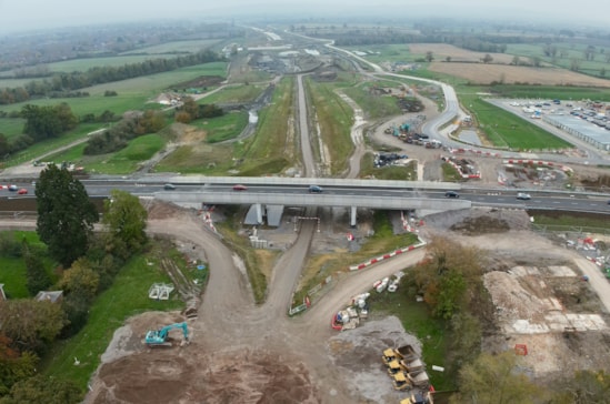 Aerial view of completed A418 overbridge near Aylesbury (November 2024) 7