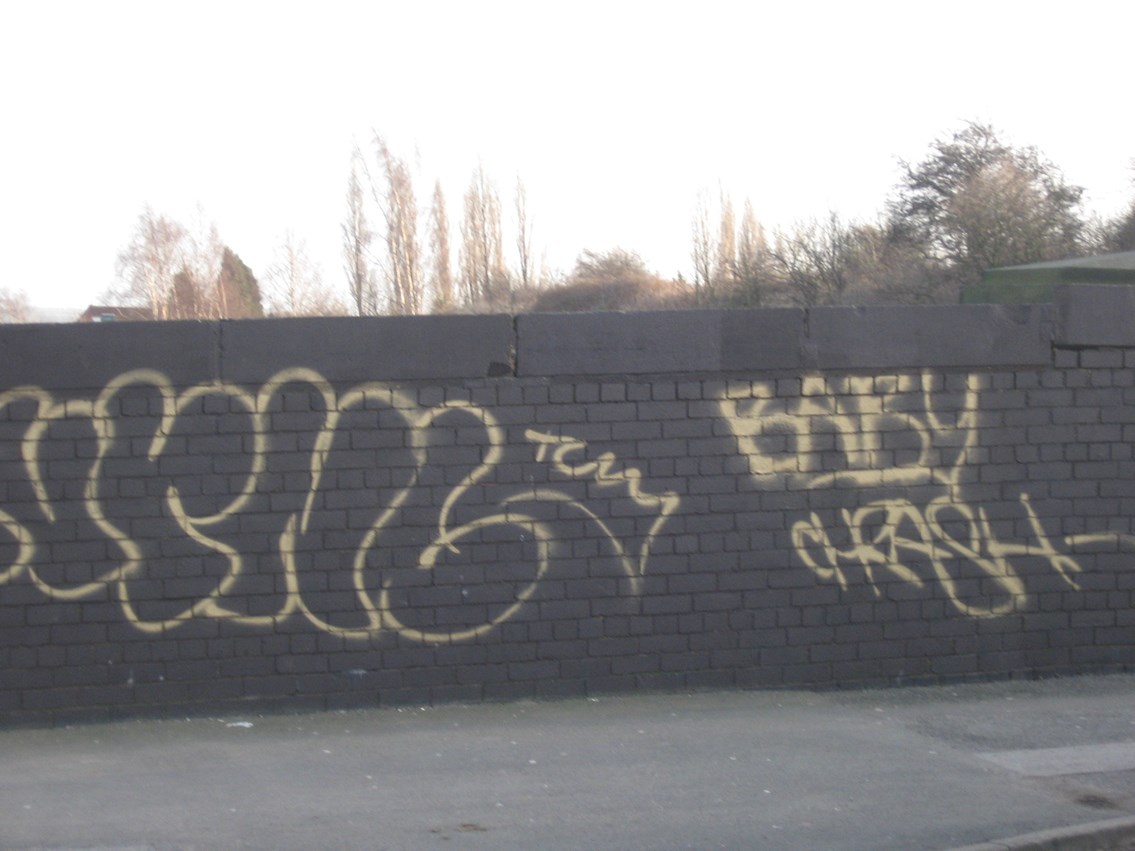 Grafitti on bridge at Woodhouse: in Sheffield