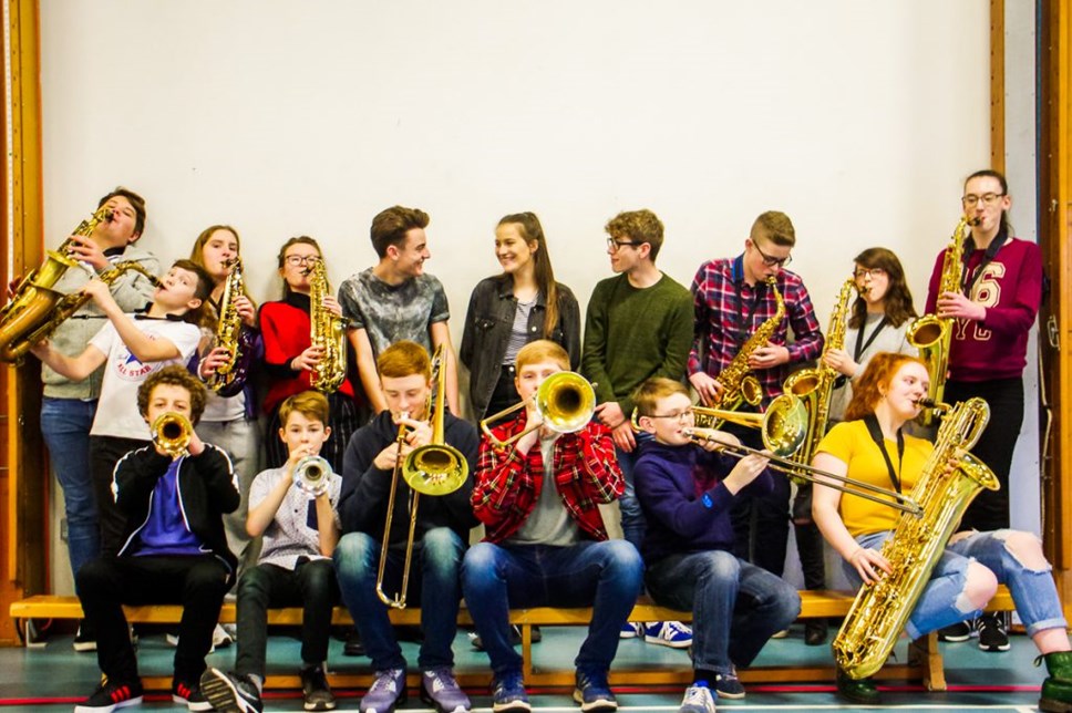Young people in a brass band