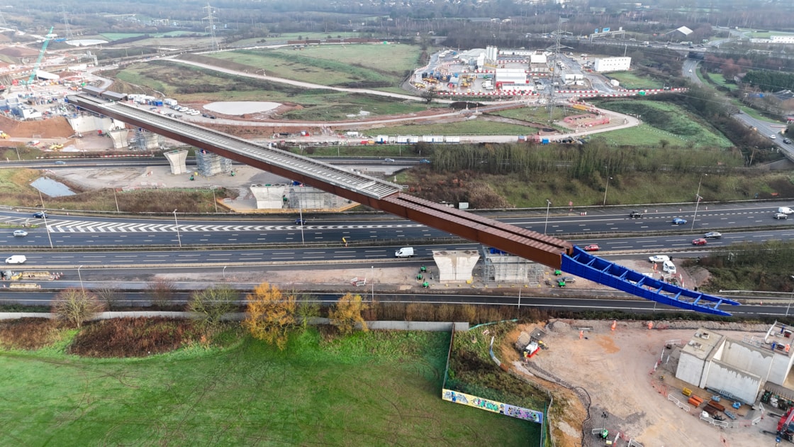 M6 South viaduct slide taking place across a live motorway December 2025
