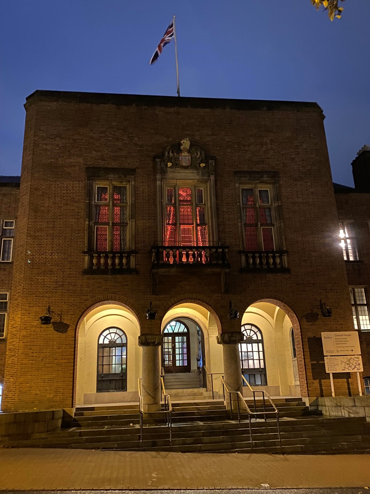 council house lit orange