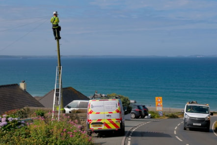 Two vans and engineer up pole newgale v2