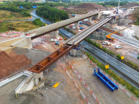 The 1,100 tonne West Link Viaduct moved into place over the M42/M6 link roads